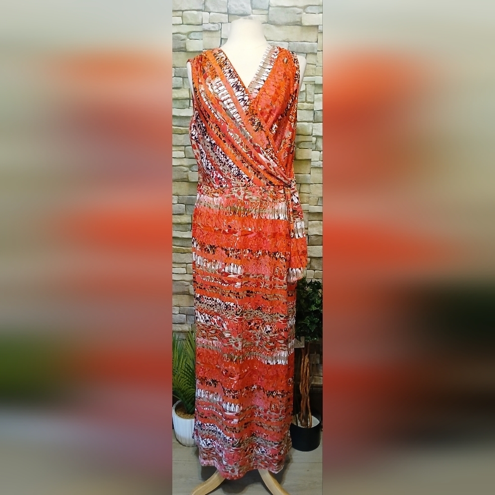 Tiana B. Multicolor Maxi Dress XL Bohemian Style Metallic Chic